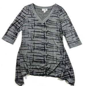 Joseph Ribkoff V Neck Tunic Shirt Silver Black
